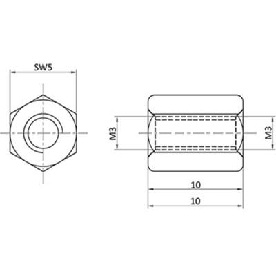 econ connect D3X10I5MH Afstandsbouten M3 M3 Messing (vernikkeld) 1 stuk(s)