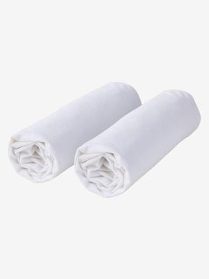 Set van 2 waterdichte matrasbeschermers van badstof, kan gekookt worden wit Set van 2 waterdichte matrasbeschermers van badstof, kan gekookt worden wit