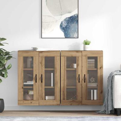 Wandkasten 2 pcs Artisan Eiken 69,5 x 34 x 90 cm Bewerkt hout