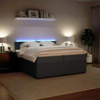Boxspring met matras fluweel donkergrijs 200x200 cm - thumbnail