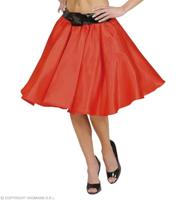 Satijnen rokje met petticoat rood - thumbnail