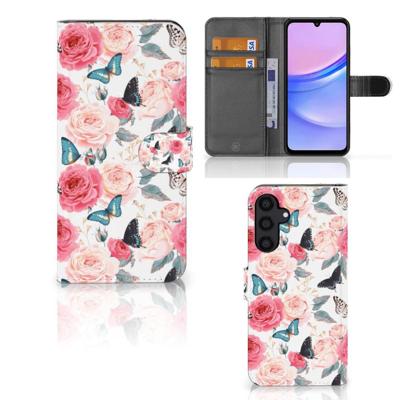 Samsung Galaxy A15 Hoesje Butterfly Roses Samsung Galaxy A15 Hoesje Butterfly Roses