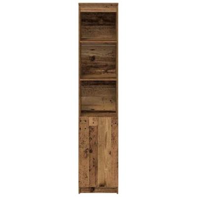Hoge kast 37,5x35x180 cm bewerkt hout oud houtkleurig