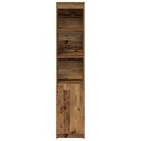 Hoge kast 37,5x35x180 cm bewerkt hout oud houtkleurig - thumbnail