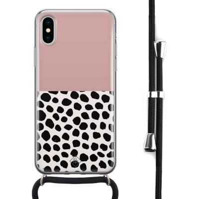 iPhone X/XS hoesje met koord - Pink dots