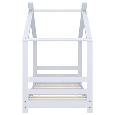 Kinderbedframe massief grenenhout wit 70x140 cm