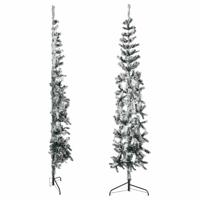 Kunstkerstboom half met sneeuw smal 180 cm - thumbnail