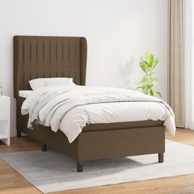 Boxspring met matras stof donkerbruin 90x200 cm