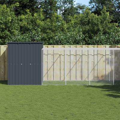 Kippenhok met ren 165x659x181 cm gegalvaniseerd staal antraciet