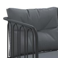 Loungeset met kussens staal en textileen zwart - thumbnail