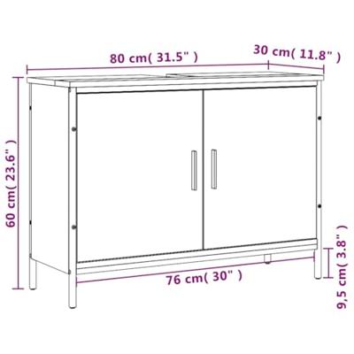 Wastafelkast 80x30x60 cm bewerkt hout bruin eikenkleurig Wastafelkast 80x30x60 cm bewerkt hout bruin eikenkleurig