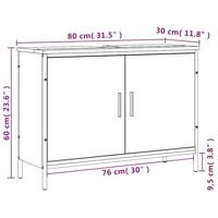 Wastafelkast 80x30x60 cm bewerkt hout bruin eikenkleurig - thumbnail