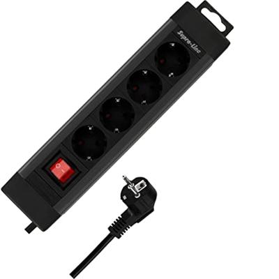 REV 0014412513 Stekkerdoos met schakelaar 4-voudig Zwart, Antraciet Randaarde stekker 1 stuk(s)