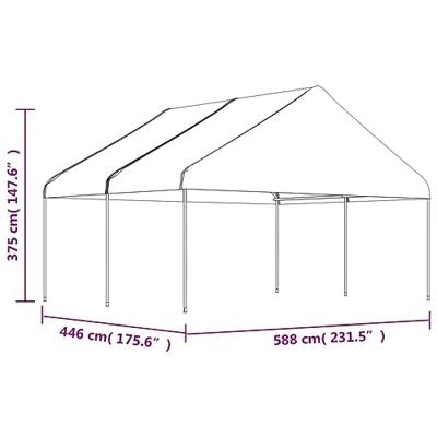 Prieel met dak 4,46x5,88x3,75 m polyetheen wit