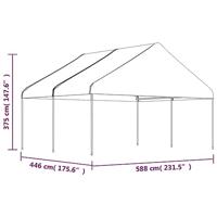 Prieel met dak 4,46x5,88x3,75 m polyetheen wit - thumbnail