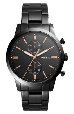 Fossil Heren Townsman chronograaf zwart roestvrij stalen horloge FS5379