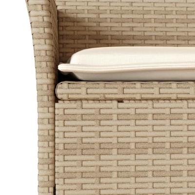 7-delige Tuinset met kussens poly rattan en glas beige