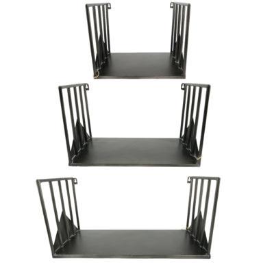 Wandrek metaal zwart 52 cm set van 3 | 2 stuks