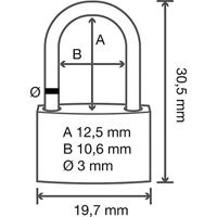 Sygonix SY-5045280 Hangslot 19.7 mm Deels gelijksluitend Goud-geel Sleutelslot - thumbnail