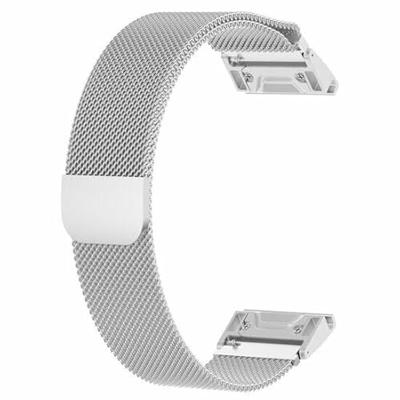 By Qubix - Milanese bandje -Zilver - Compatible met Garmin Instinct 3 / Instinct E - 45mm - Compatible Garmin bandje - Bandbreedte: 22mm