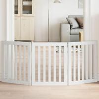 Hondenhek inklapbaar 3 panelen 150 cm populierenhout wit - thumbnail