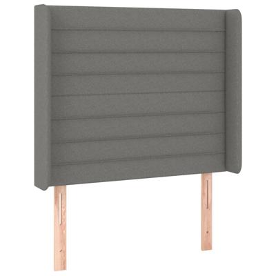 Hoofdbord met randen 93x16x118/128 cm stof donkergrijs - thumbnail
