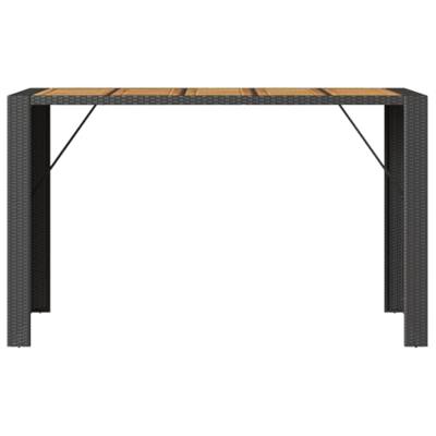 Tuinbartafel acaciahouten blad 185x80x110 cm poly rattan zwart