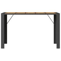 Tuinbartafel acaciahouten blad 185x80x110 cm poly rattan zwart - thumbnail