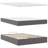 Ottoman bed met matras 140x190cm kunstleer grijs - thumbnail