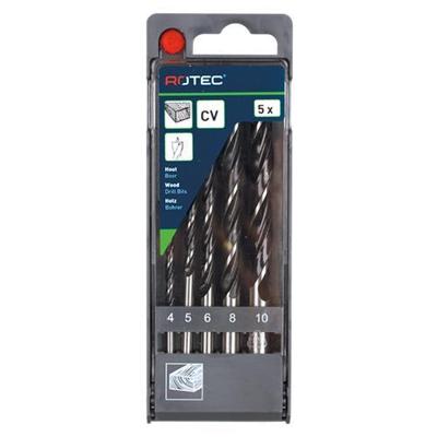 Rotec 5 dlg. Machinale houtborenset 4,0-10,0 mm - 9001050 Rotec 5 dlg. Machinale houtborenset 4,0-10,0 mm - 9001050
