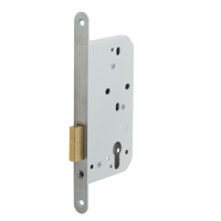 Nemef 638 Kastslot | DM60mm | voorplaat RVS 20x235mm afgerond | messing nachtschoot | DR 1+2+3+4 - 9063817650 - thumbnail