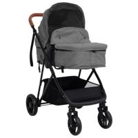 VidaXL Kinderwagen 2-in-1 staal lichtgrijs en zwart - thumbnail