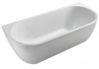 Ligbad Half Vrijstaand Wall Rechthoek 75x170x58cm Glasvezelversterkt Hoogwaardig Acryl Glans Wit met Badwaste en Overloop - thumbnail