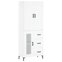 Hoge kast 69,5x34x180 cm bewerkt hout wit - thumbnail