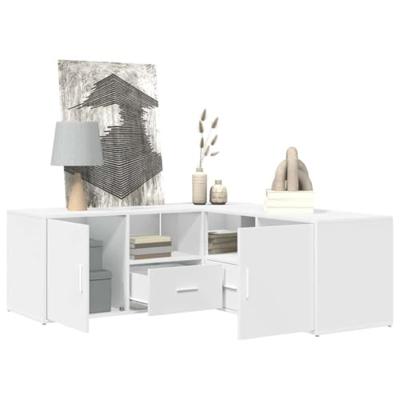 Hoekkast 200x40x45 cm bewerkt hout wit