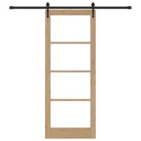 Glijdende Deur met Hardware Set 83x211 cm Massief Vurenhout - thumbnail