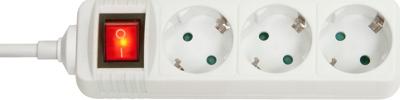 Lindy 73101 stekkerdoos met 3 stopcontacten, met aan/uit-schakelaar, wit