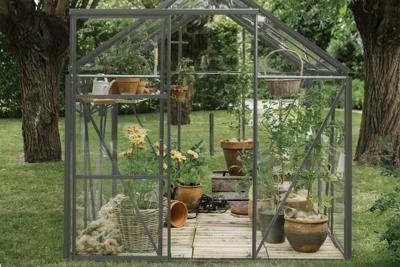 Royal Well Kate IV aluminium tuinkas 192x375 cm groengrijs- - Veiligheidsglas- Royal Well