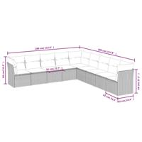 10-delige Loungeset met kussens poly rattan zwart - thumbnail