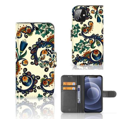 Wallet Case Apple iPhone 12 Mini Barok Flower Wallet Case Apple iPhone 12 Mini Barok Flower