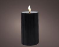 Kaars LED Ribbel vlam 15cm zwart - thumbnail