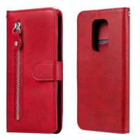 Voor Motorola Moto G9 Play / Moto E7 Plus Fashion Kalf textuur Rits horizontale flip lederen kast met Holder & Card Slots & Wallet(Rood) - thumbnail