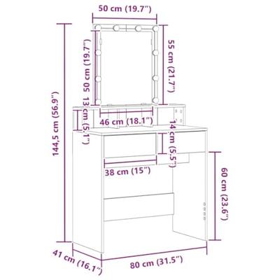 Kaptafel met lade artisanaal eikenkleurig 80 x 41 x 144,5 cm