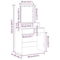 Kaptafel met lade artisanaal eikenkleurig 80 x 41 x 144,5 cm - thumbnail