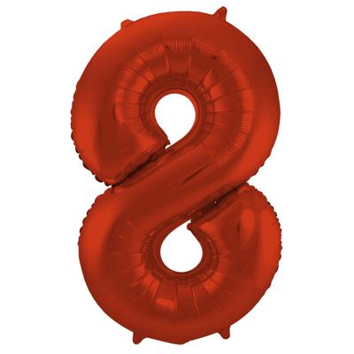 Folieballon Rood Metallic Mat Cijfer 8 - 86 cm