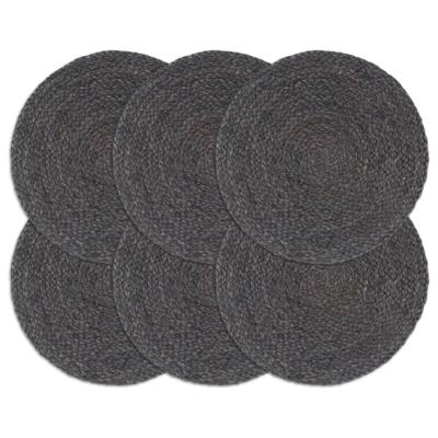 VidaXL Placemats 6 st rond 38 cm jute donkergrijs VidaXL Placemats 6 st rond 38 cm jute donkergrijs