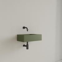 Fontein Gliss Design Freya Solid Marble 40x22x10 cm Zonder Kraangat Rechts Mat Olijf Groen - thumbnail