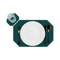 Krumble Placemat + onderzetter - PU Leder - Groen - Set van 6 - thumbnail