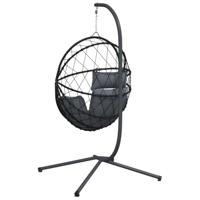 Hangstoel met standaard rattan en staal antracietkleurig - thumbnail