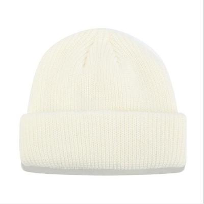 Effen kleuren korte winter brei Skullcap voor mannen/vrouwen maat: M (56-58cm) (wit)